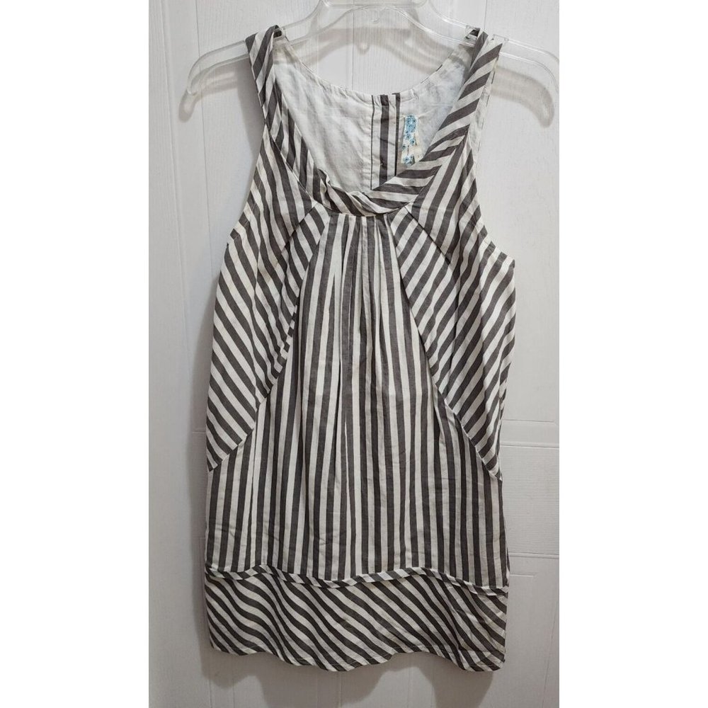 Maeve Anthropologie Women's Sleeveless Lined Mini Dress Gray/White Striped Sz 0